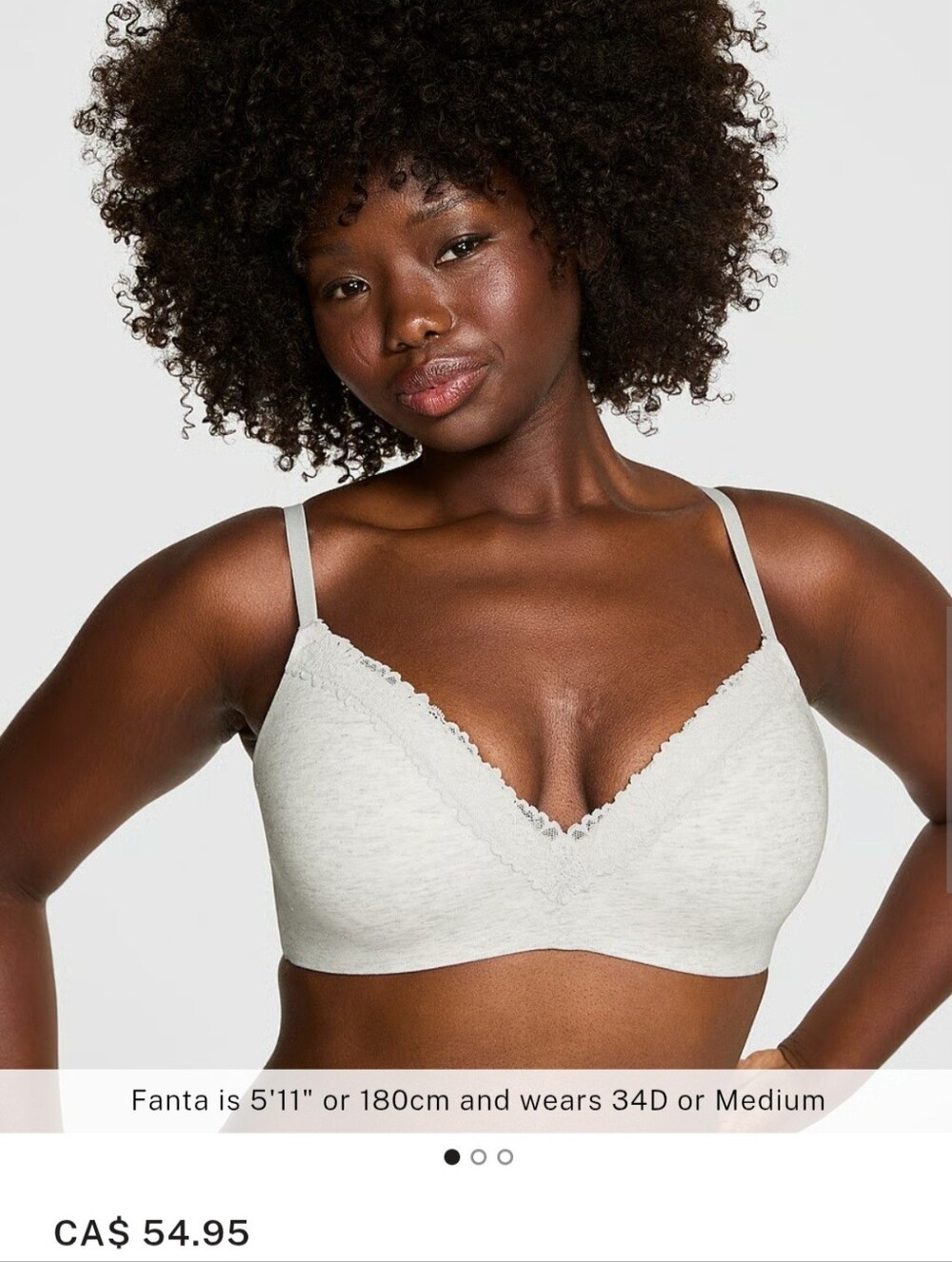 NWT VS PINK Wear Everywhere Push Up Wireless Bra Heather Snow Shine 34C